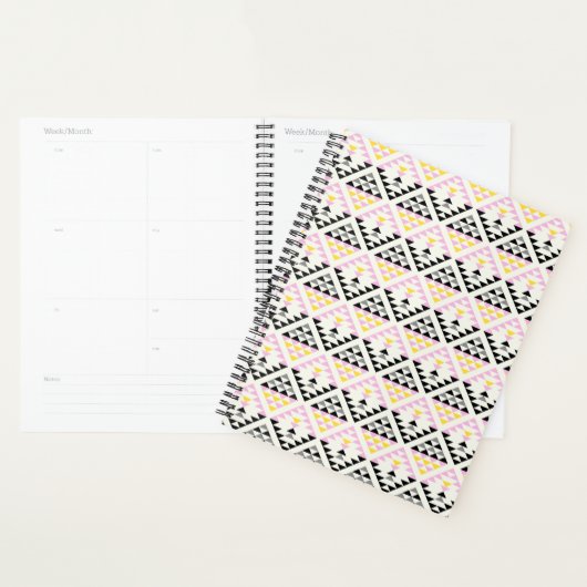 Moderne geometrische tegels driehoekspatroon roze planner (Display)