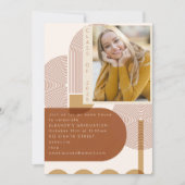 Moderne geometrische terracotta afstudeerfeest fot kaart (Voorkant)