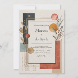 Moderne Geometrische Terracotta Gouden Boho Bruilo Kaart