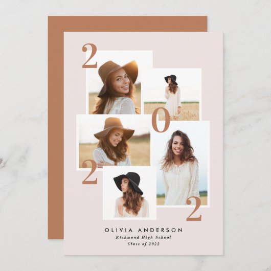 Moderne geometrische terracotta met meerdere foto' aankondiging (Voorkant / Achterkant)