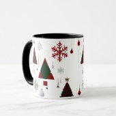 Moderne geometrische & traditionele kerstcollage mok (Voorkant links)