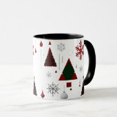 Moderne geometrische & traditionele kerstcollage mok (Voorkant rechts)