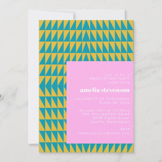 Moderne Geometrische Trendy Dopamine Afstuderen Kaart (Voorkant)