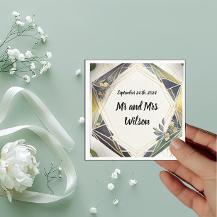 Moderne Geometrische Trouwdag met Kleine Bloemen Servet