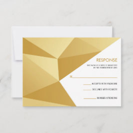 Moderne geometrische trouwreactiekaart in goud RSVP kaartje