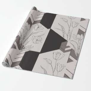 Moderne geometrische tulp lijnkunst cadeaupapier