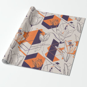 Moderne geometrische tulp lijnkunstpatroon (5) cadeaupapier
