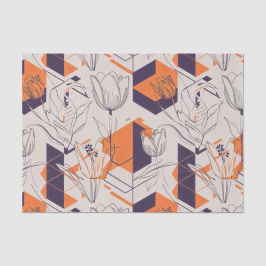 Moderne geometrische tulp lijnkunstpatroon (5) tissuepapier (Voorkant)