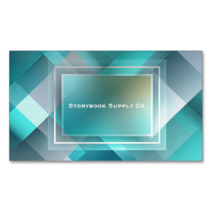 Moderne Geometrische Turquoise Abstracte Gelaagde  Magnetisch Visitekaartje