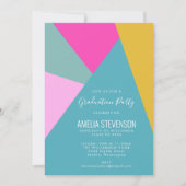 Moderne geometrische turquoise roze graduPartij Kaart (Voorkant)