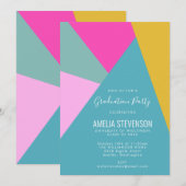 Moderne geometrische turquoise roze graduPartij Kaart (Voorkant / Achterkant)