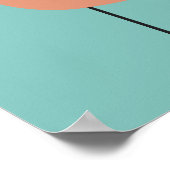 Moderne Geometrische Turquoise Zalm Abstracte Kuns Poster (Hoek)