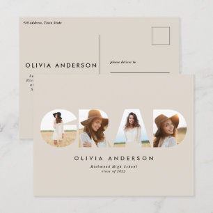 Moderne geometrische typografie 4 foto-afstuderen briefkaart