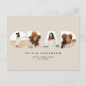 Moderne geometrische typografie 4 foto-afstuderen briefkaart (Voorkant)