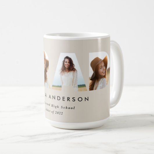 Moderne geometrische typografie fotoboogafstuderen koffiemok (Voorkant rechts)