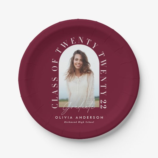 Moderne geometrische typografie fotoboogafstuderen papieren bordje (Voorkant)