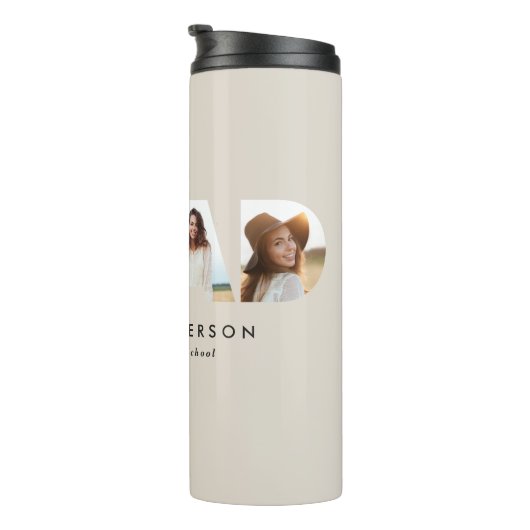 Moderne geometrische typografie fotoboogafstuderen thermosbeker (Geroteerd rechts)