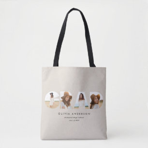 Moderne geometrische typografie fotoboogafstuderen tote bag