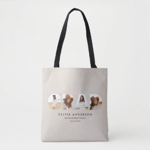 Moderne geometrische typografie fotoboogafstuderen tote bag