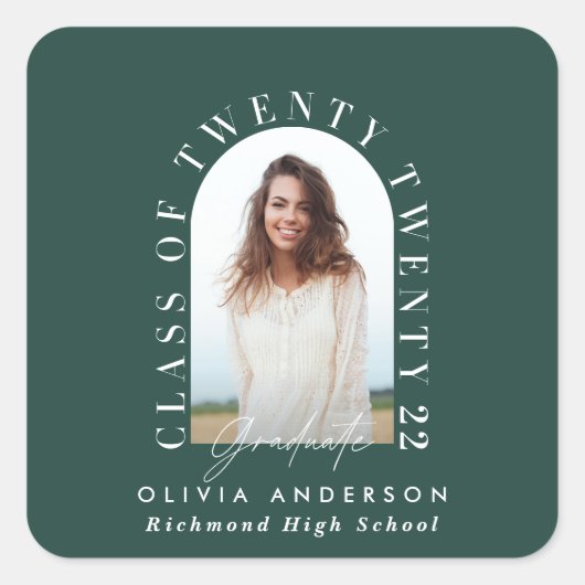 Moderne geometrische typografie fotoboogafstuderen vierkante sticker (Voorkant)