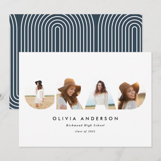 Moderne geometrische typografie multi-foto afstude (Voorkant / Achterkant)