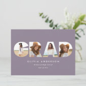 Moderne geometrische typografie multi-foto afstude aankondiging (Staand voorkant)