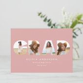 Moderne geometrische typografie multi-foto roze ko (Staand voorkant)