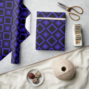 Moderne geometrische verjaardagskaart blauw en zwa cadeaupapier