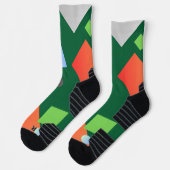 Moderne geometrische verloopkleur Groen Sokken (Links)