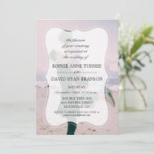 Moderne geometrische vervaagde foto bruiloft kaart (Staand voorkant)