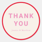 Moderne Geometrische Vet Roze Rood Aangepast Dank  Ronde Sticker (Voorkant)