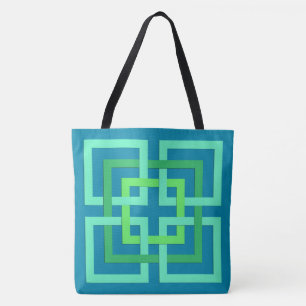Moderne geometrische vierkantjes, Aqua, Blauwgroen Tote Bag