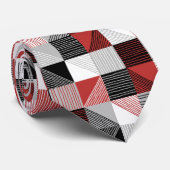 Moderne geometrische vierkantjes en lijnen, zwarte stropdas (Opgerold)