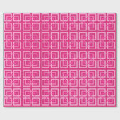 Moderne geometrische vierkantjes, Fuchsia en Light Cadeaupapier (Vlak)