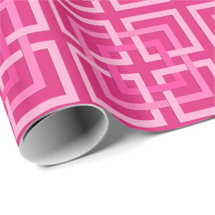 Moderne geometrische vierkantjes, Fuchsia en Light Cadeaupapier