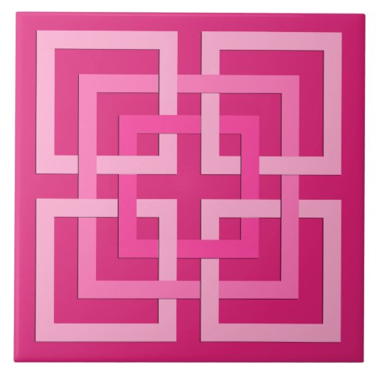 Moderne geometrische vierkantjes, Fuchsia en Light Tegeltje (Voorkant)