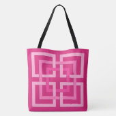 Moderne geometrische vierkantjes, Fuchsia en Light Tote Bag (Achterkant)
