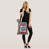 Moderne geometrische vierkantjes, grijs, rood en w tote bag (Op model)