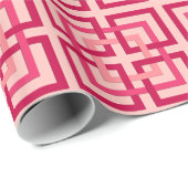Moderne geometrische vierkantjes, koraalroze en ro cadeaupapier (Rol Hoek)