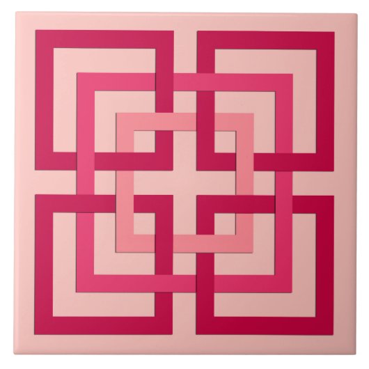 Moderne geometrische vierkantjes, koraalroze en ro tegeltje (Voorkant)