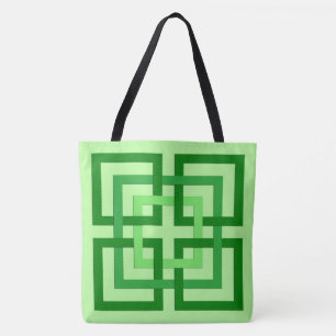 Moderne geometrische vierkantjes, mint Green en Em Tote Bag