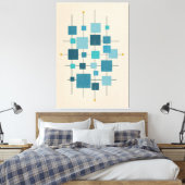 Moderne geometrische vierkantjes uit het midden va canvas afdruk (Insitu (Slaapkamer))