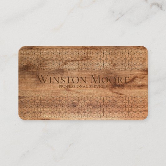 Moderne Geometrische Visitekaartjes van hout (Voorkant)