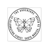 Moderne Geometrische Vlinder Naam & Retouradres Rubberstempel (Afrduk)
