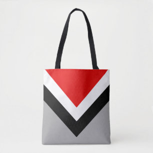 Moderne geometrische vorm in zwart grijs rood en w tote bag