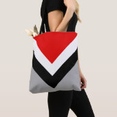 Moderne geometrische vorm in zwart grijs rood en w tote bag (Dichtbij)