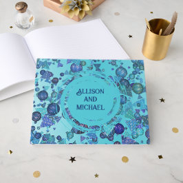 Moderne geometrische vormen in blauw gastenboek