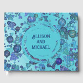 Moderne geometrische vormen in blauw gastenboek (Voorkant)