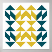 Moderne geometrische vormen Kunst in blauw en geel Poster (Voorkant)