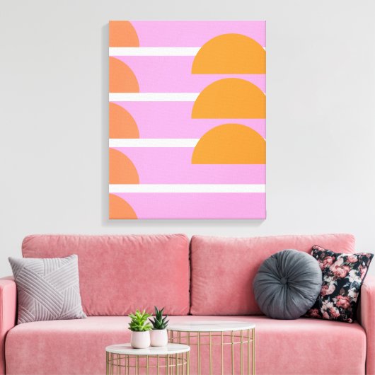 Moderne geometrische vormen Kunstroze en Oranje Canvas Afdruk (Insitu (Woonkamer))